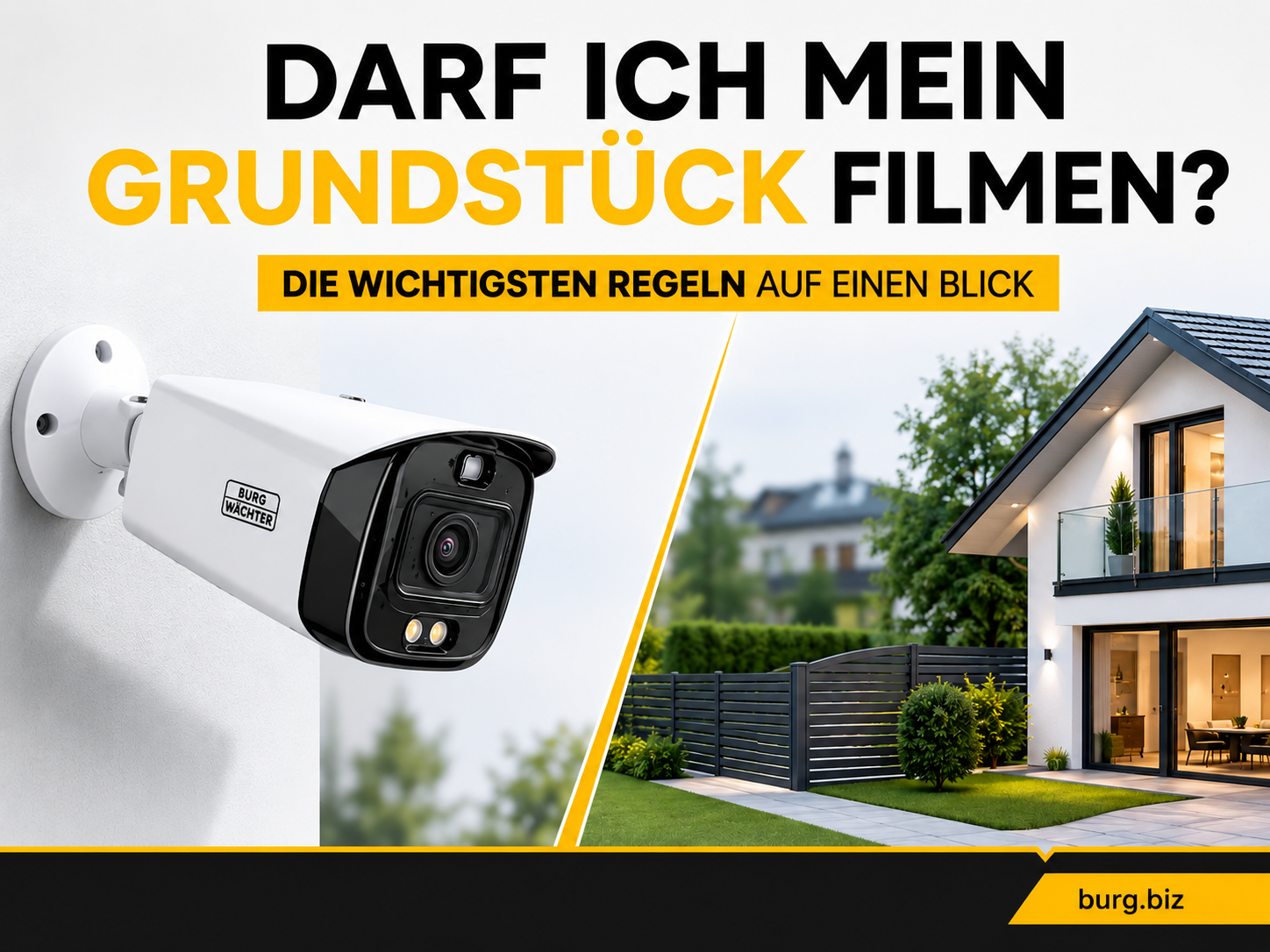 Darf ich mein Grundstück filmen? Videoüberwachung zu Hause - was erlaubt ist l BURG-WÄCHTER